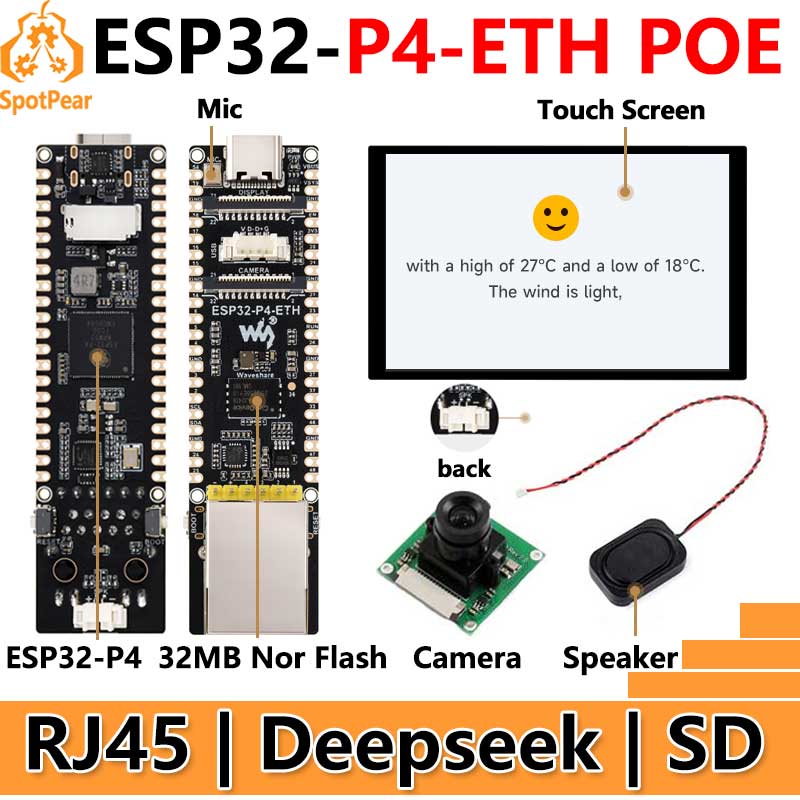 Esp32 P4 - ESP32-P4-ETH RJ45 POE DSI/MIPI Pantalla LCD